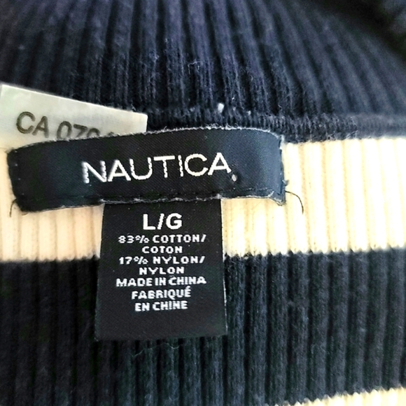 Nautica Women's 1/4 Zip Striped Sweater Top Size L - Picture 12 of 12